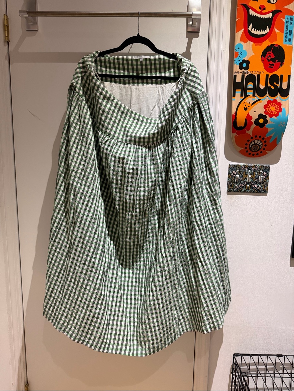 🍀Oliver Bonas Green Gingham Maxi Skirt 🌱